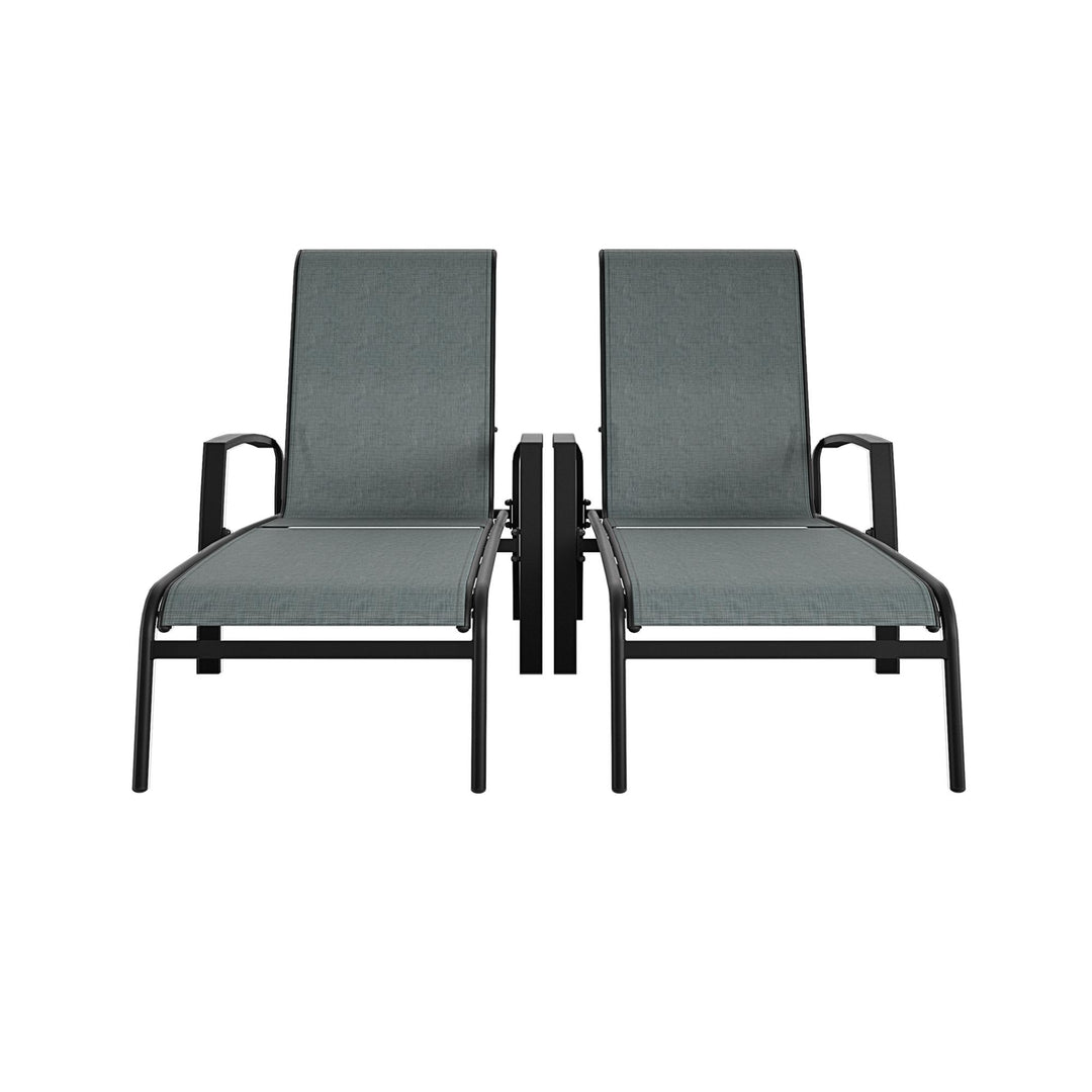 Outdoor Adjustable Aluminum Chaise Lounge Patio Furniture, Set of 2 - Black - 2-Pack