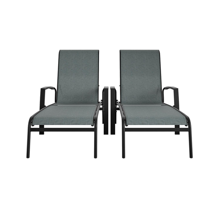 Outdoor Adjustable Aluminum Chaise Lounge Patio Furniture, Set of 2 - Black - 2-Pack