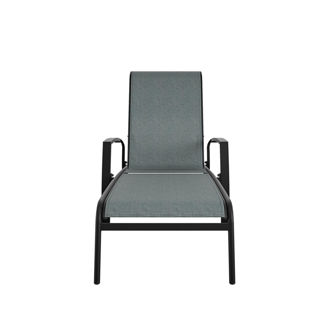 Outdoor Adjustable Aluminum Chaise Lounge Patio Furniture, Set of 2 - Black - 2-Pack