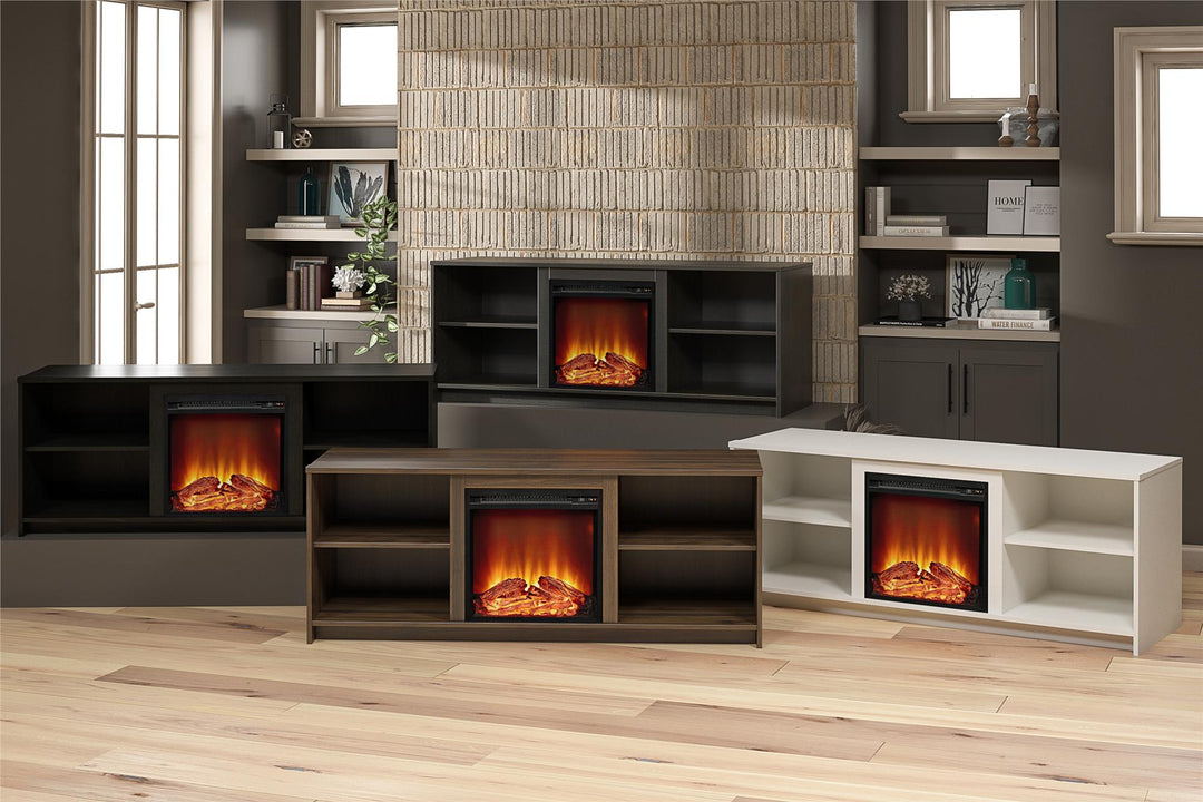 entertainment console with fireplace  - Espresso