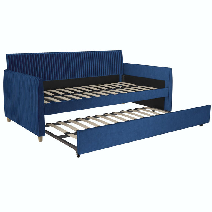 Daphne Upholstered Daybed with Trundle - Blue - Twin