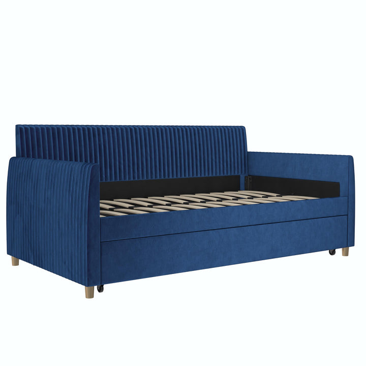 Daphne Upholstered Daybed with Trundle - Blue - Twin