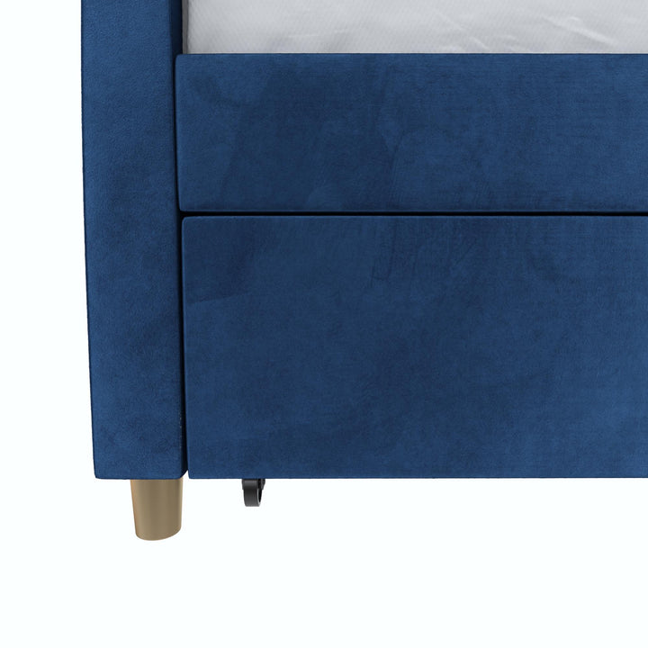 Daphne Upholstered Daybed with Trundle - Blue - Twin