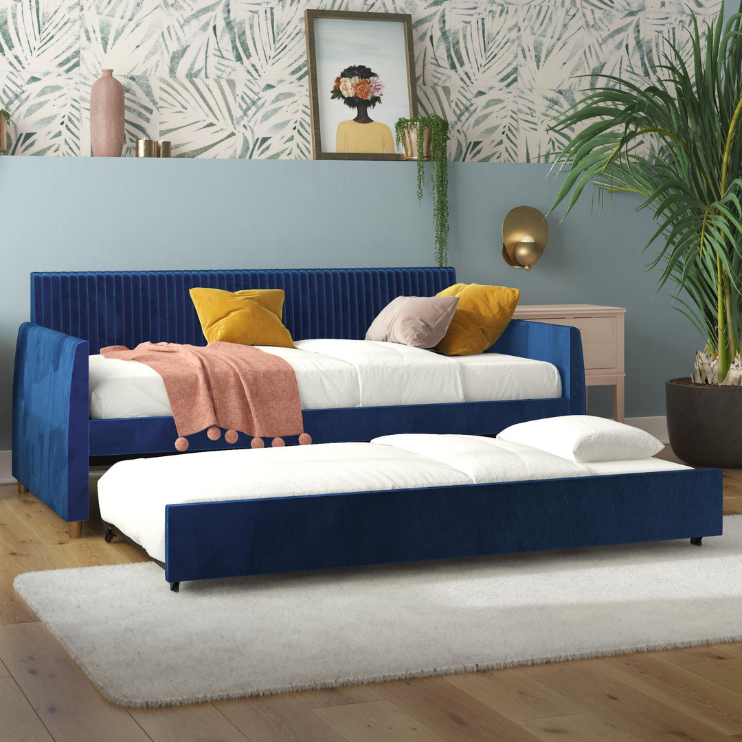 Daphne Upholstered Daybed with Trundle - Blue - Twin