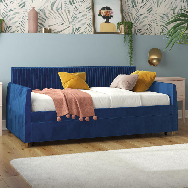 Daphne Upholstered Daybed with Trundle - Blue - Twin