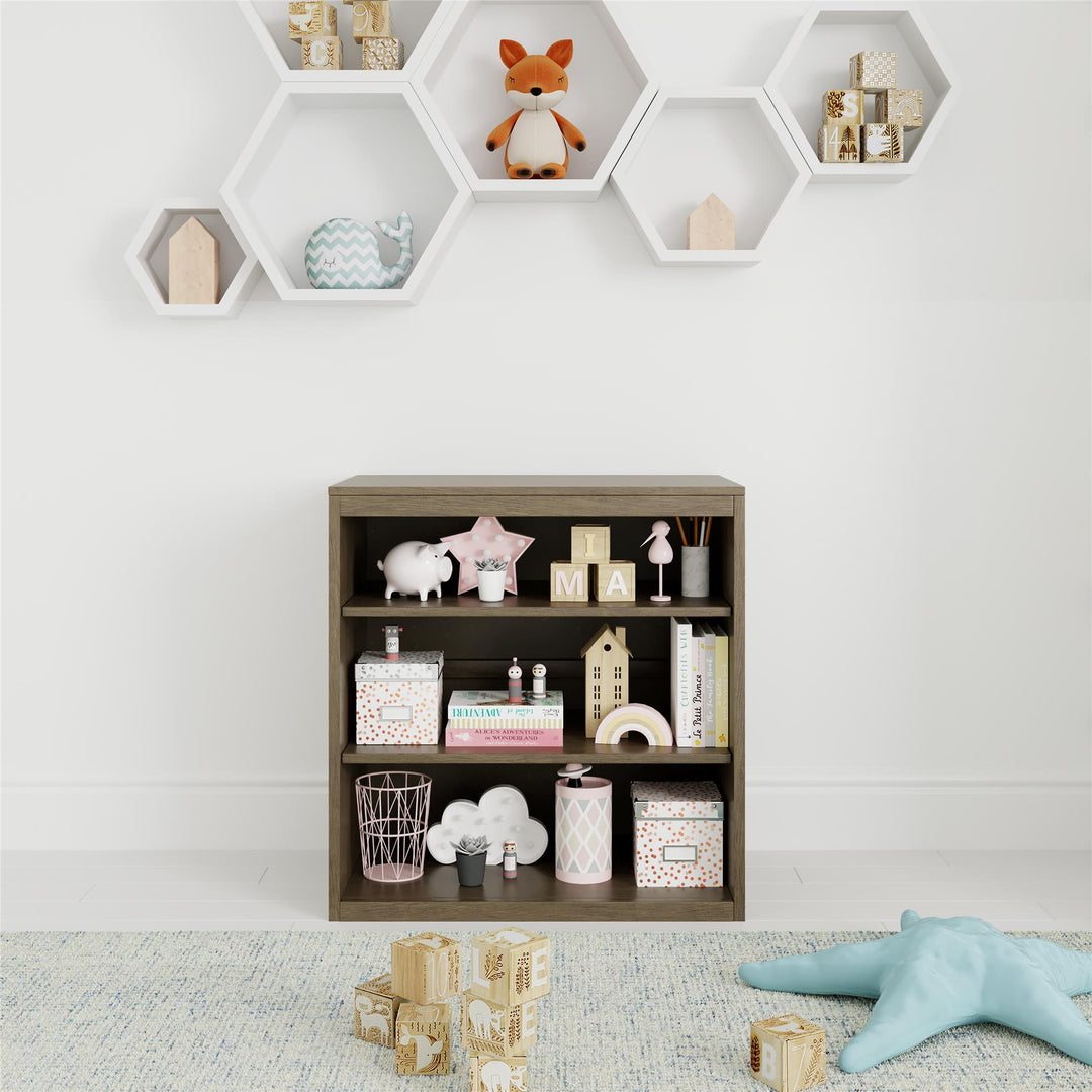 Marlowe Open Shelf Storage Unit with 3 Fixed Shelves - Gray