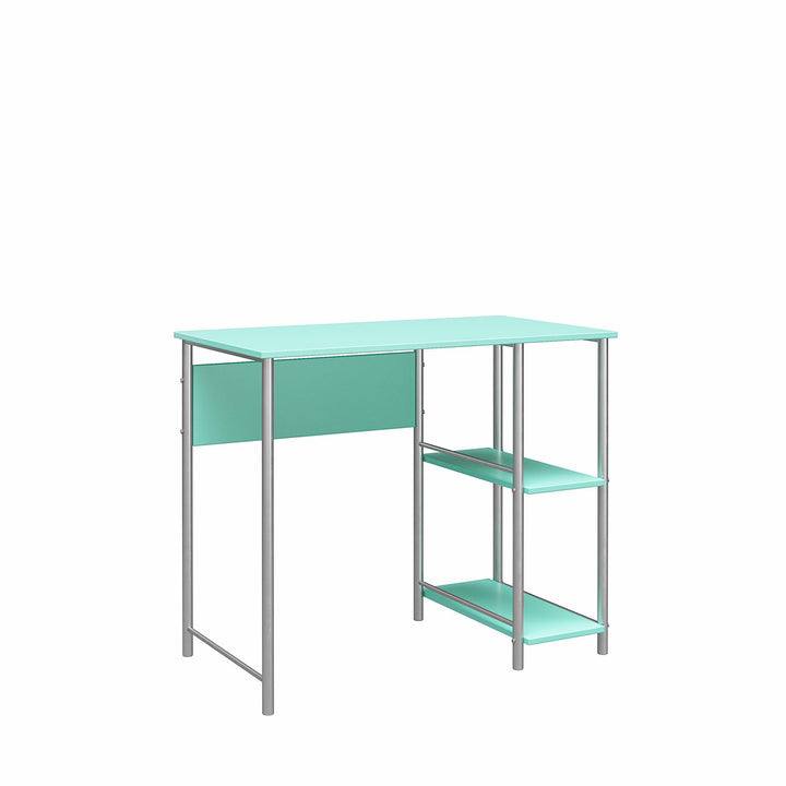 Meridian Metal Computer Desk With 2 Side Storage Shelves - Spearmint