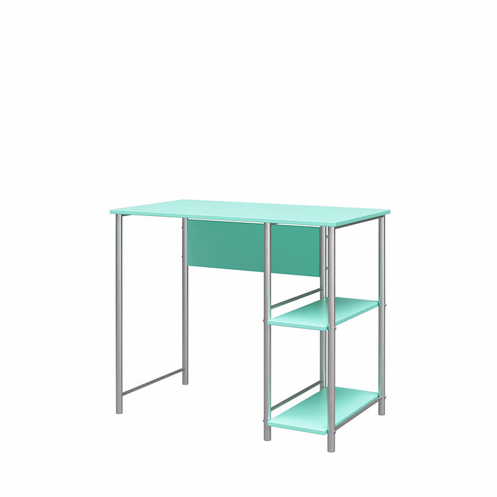 Meridian Metal Computer Desk With 2 Side Storage Shelves - Spearmint