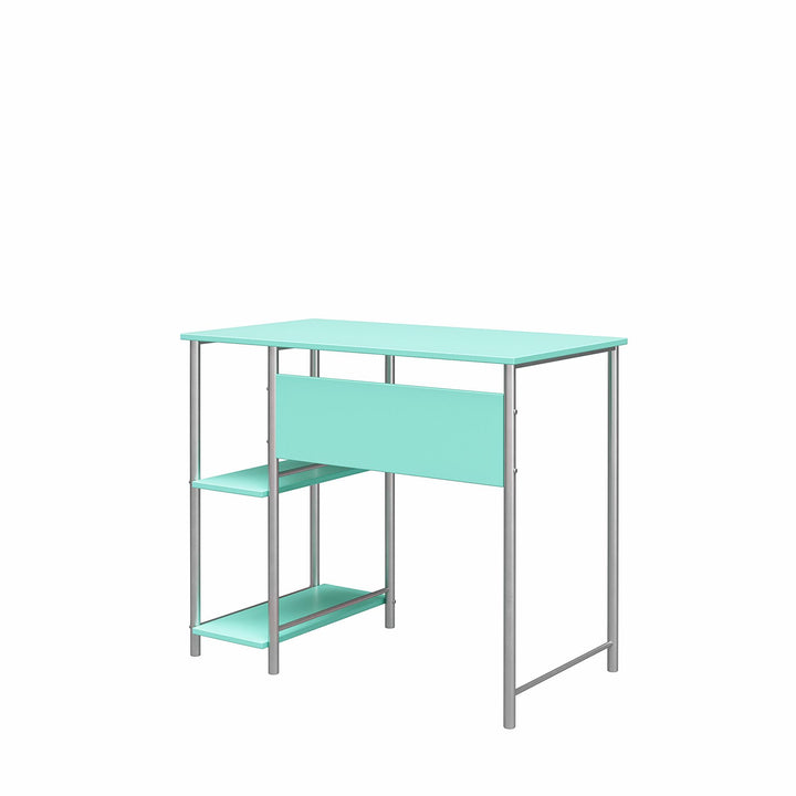 Meridian Metal Computer Desk With 2 Side Storage Shelves - Spearmint