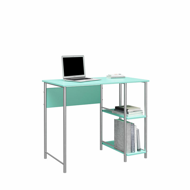 Meridian Metal Computer Desk With 2 Side Storage Shelves - Spearmint