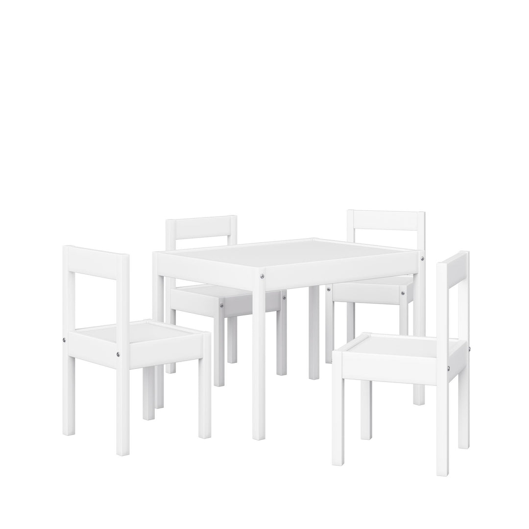 Hunter 5-Piece Kiddy Table & Chair Kids Set  -  White