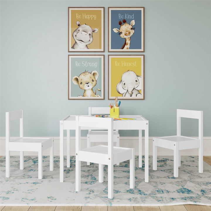 5-piece table set for kids Hunter -  White