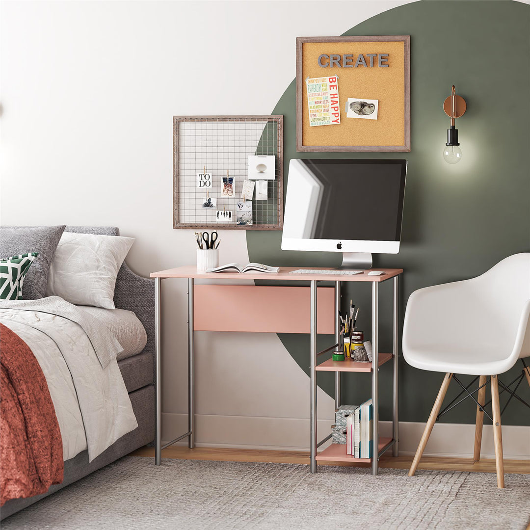 student writing desk with storage - Light Pink