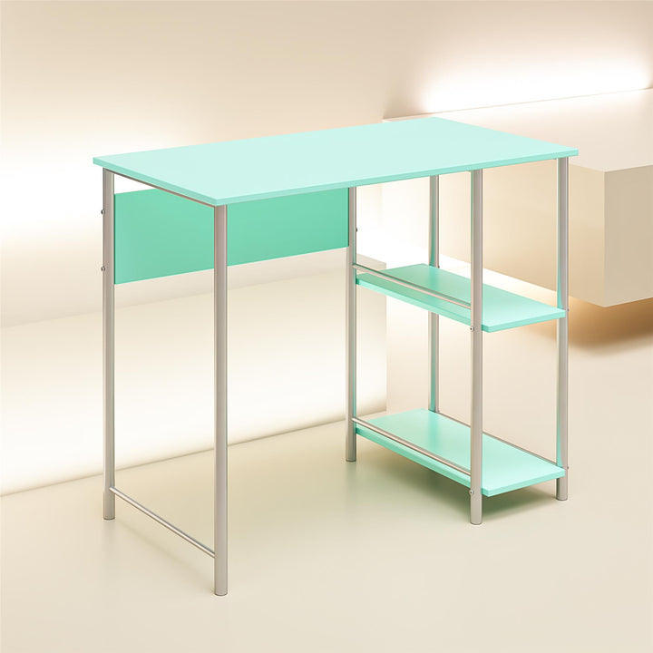 Meridian Metal Computer Desk With 2 Side Storage Shelves - Spearmint