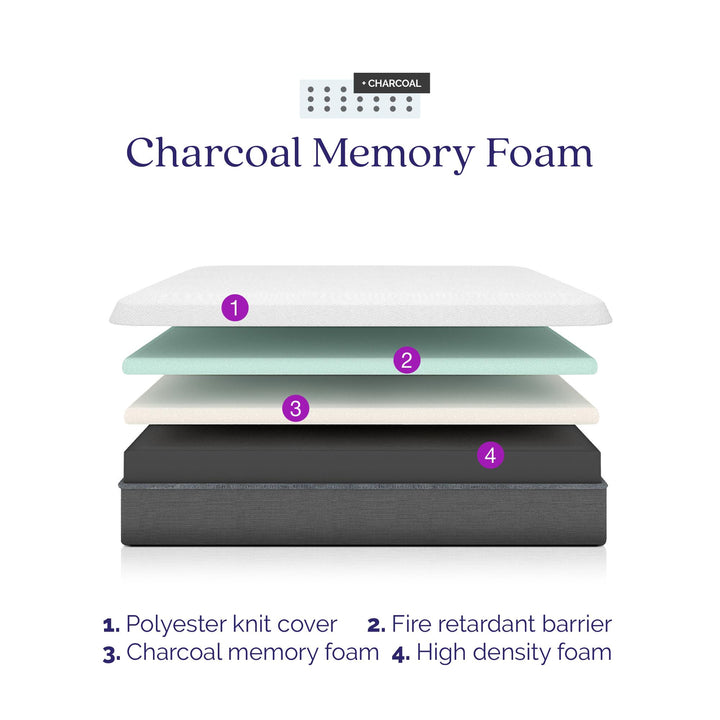 Memoir 12 Inch Charcoal Infused Memory Foam Mattress - White - Full