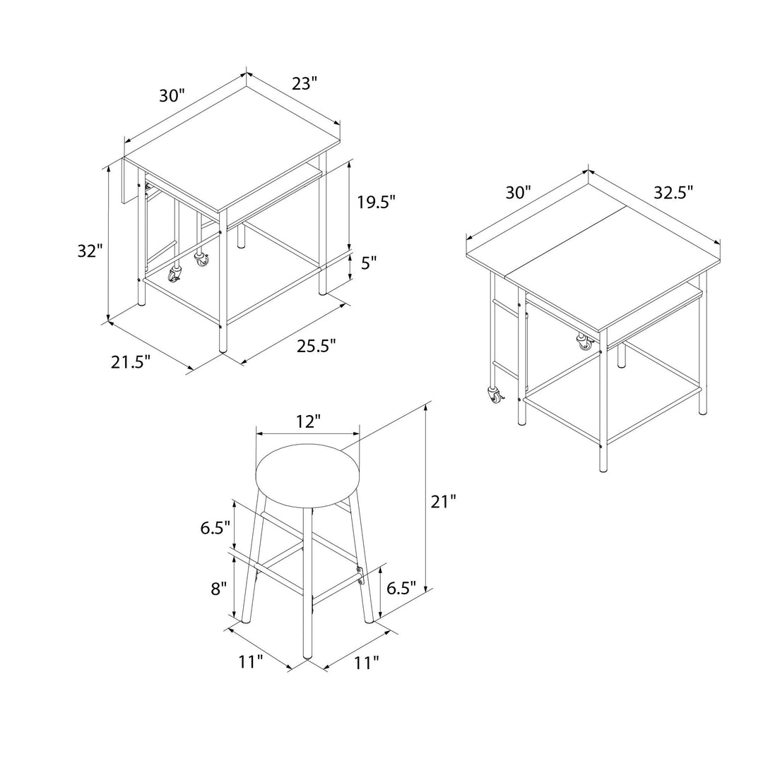 3 piece pub dining set - Natural