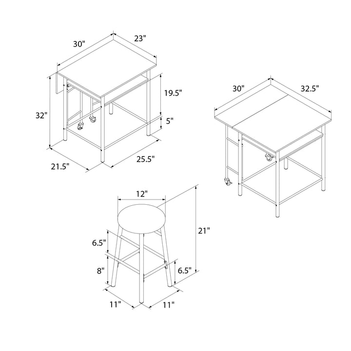 3 piece pub dining set - Natural