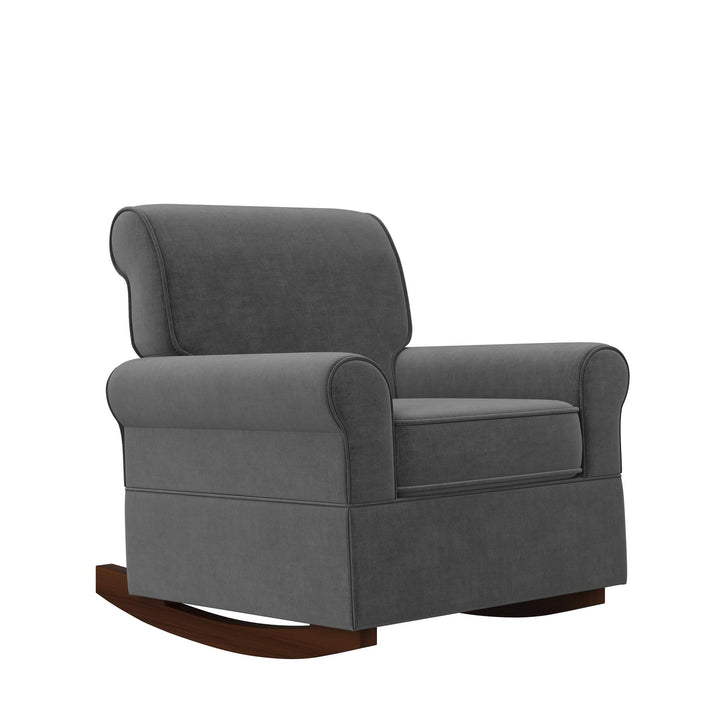 Mackenzie Microfiber Upholstered Rocker Chair with Wood Frame - Gray