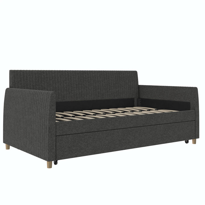 Daphne Upholstered Daybed with Trundle - Dark Gray - Twin-Over-Twin