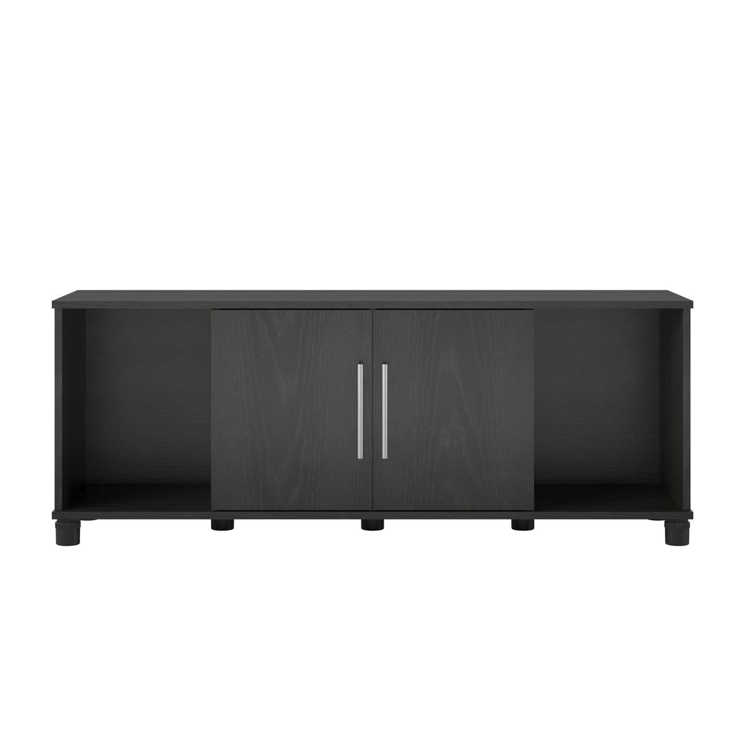 Shoe Storage Bench with 2 Open and 2 Closed Storage Compartments - Black Oak
