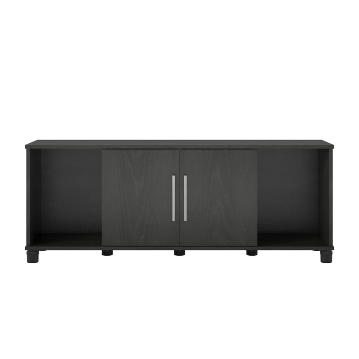 Shoe Storage Bench with 2 Open and 2 Closed Storage Compartments - Black Oak