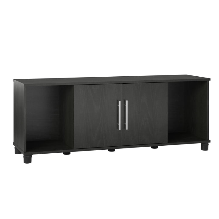 Shoe Storage Bench with 2 Open and 2 Closed Storage Compartments - Black Oak
