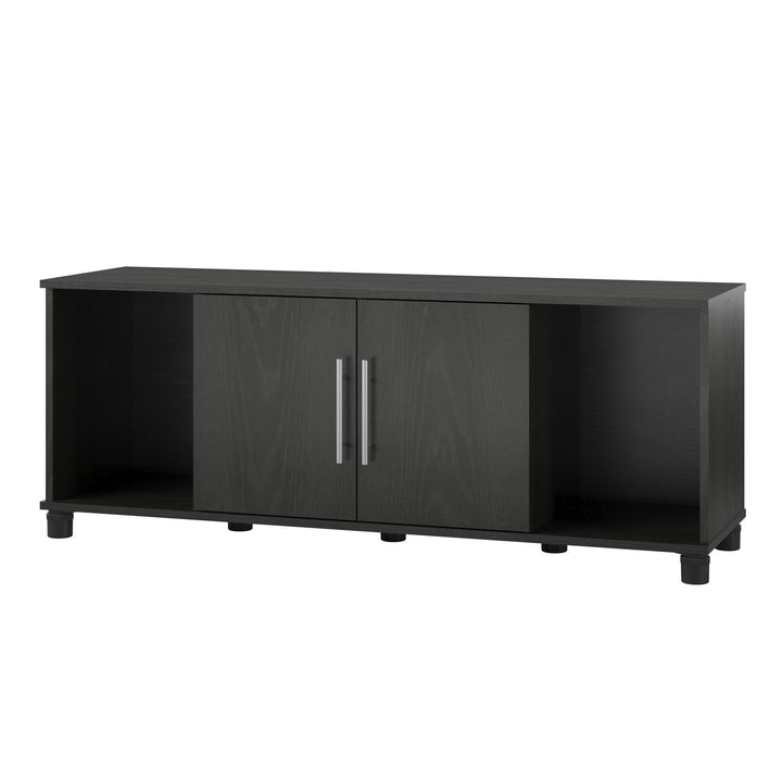 Shoe Storage Bench with 2 Open and 2 Closed Storage Compartments - Black Oak