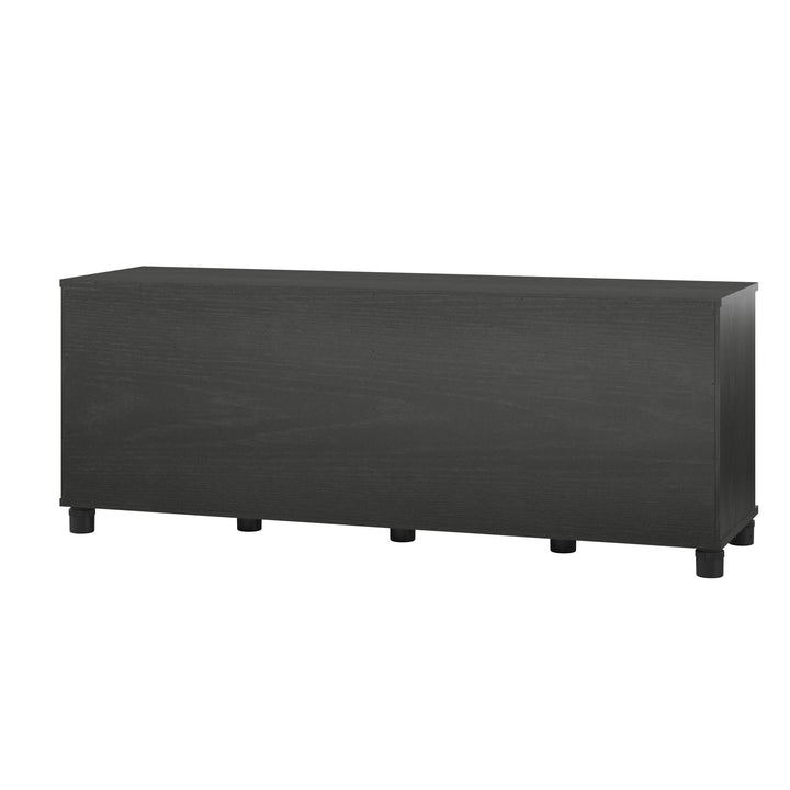 Shoe Storage Bench with 2 Open and 2 Closed Storage Compartments - Black Oak