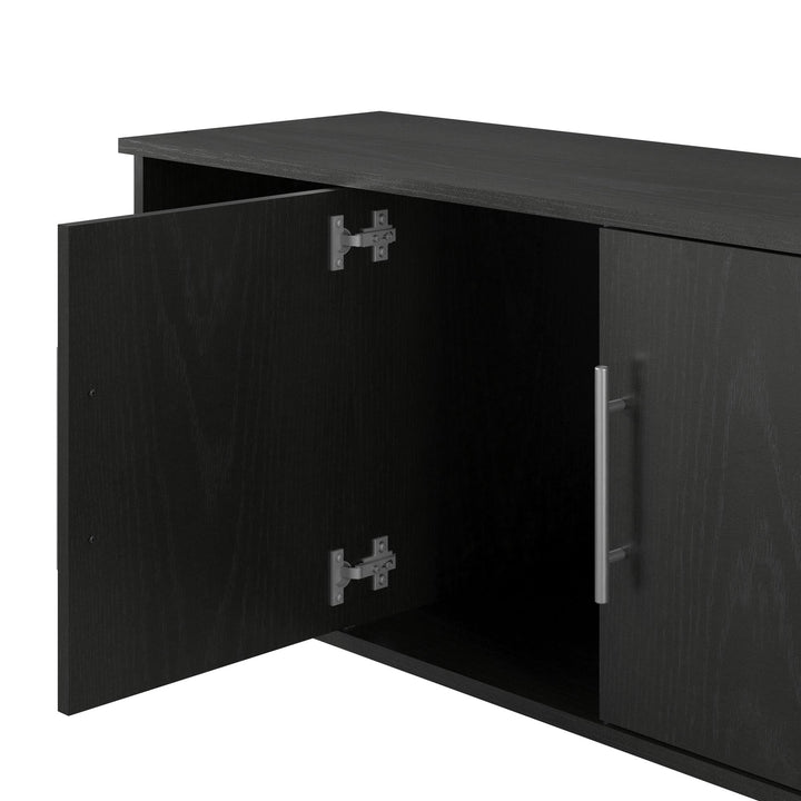 Shoe Storage Bench with 2 Open and 2 Closed Storage Compartments - Black Oak