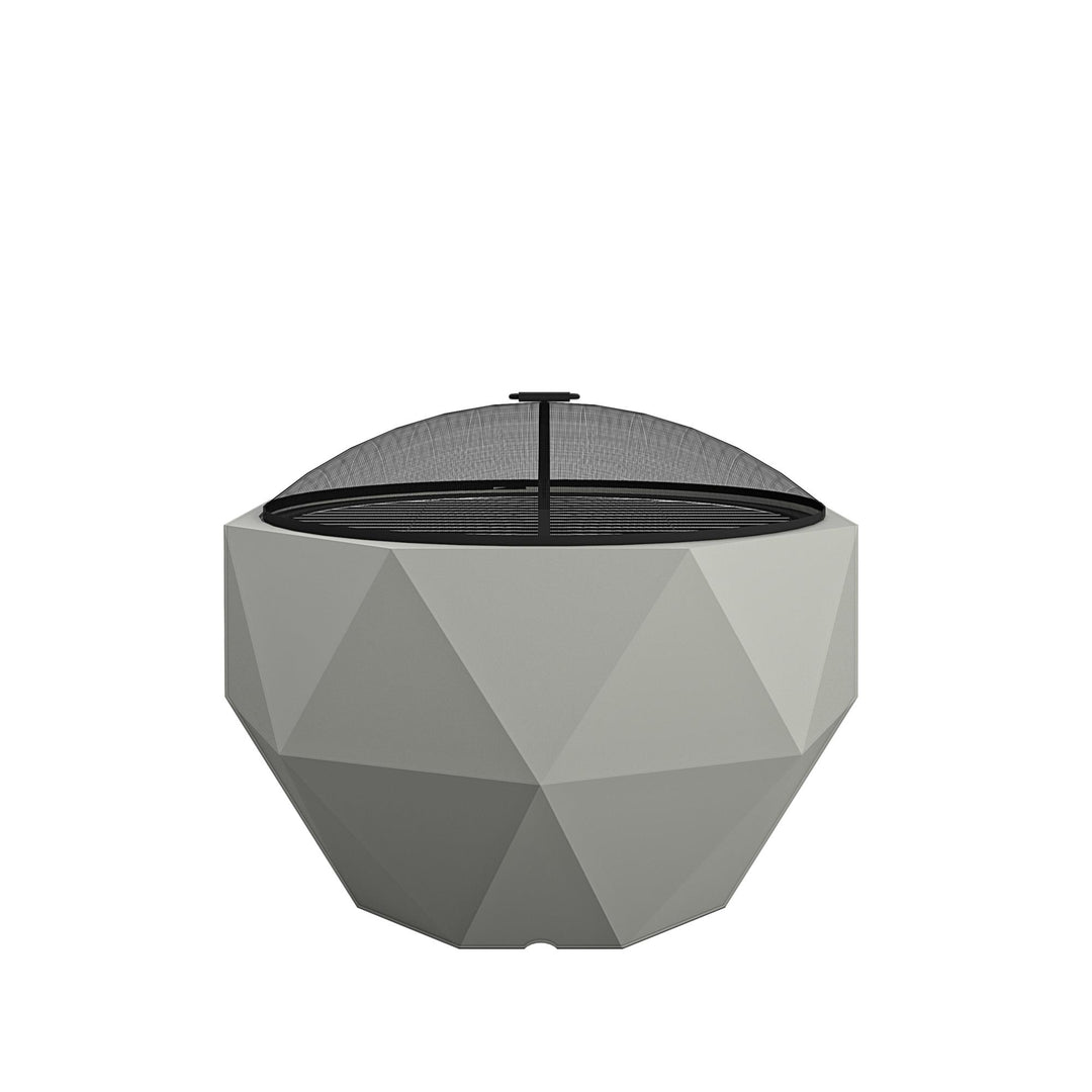 Geo fire pit with cover -  Gray