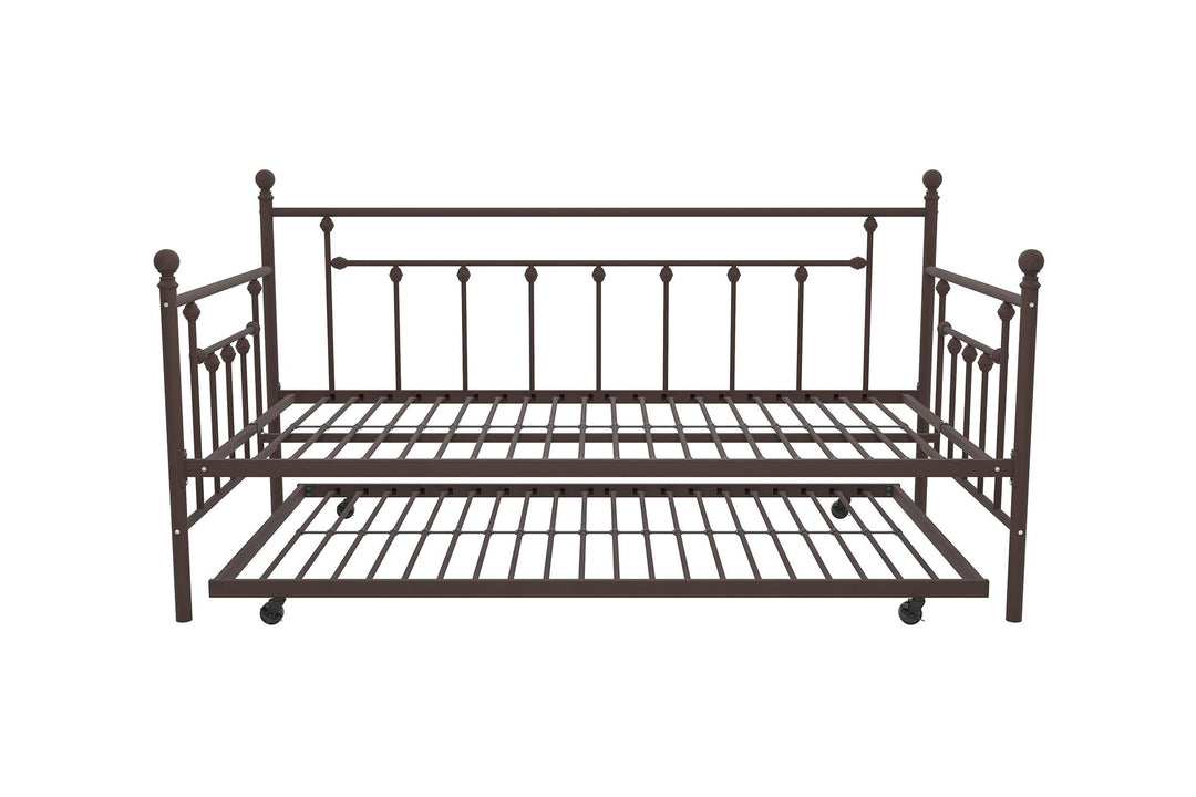 Manila Metal Daybed and Trundle Set with Sturdy Metal Frame and Slats - Bronze - Twin