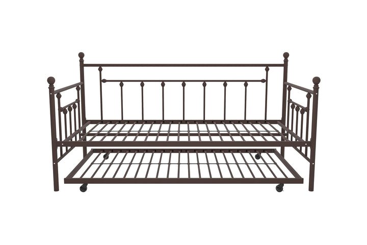Manila Metal Daybed and Trundle Set with Sturdy Metal Frame and Slats - Bronze - Twin