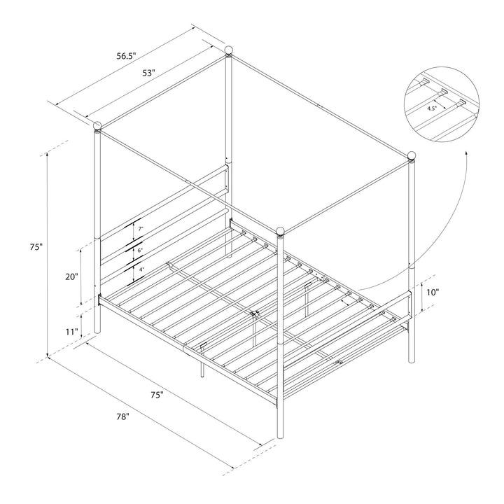 steel canopy beds - White - Full