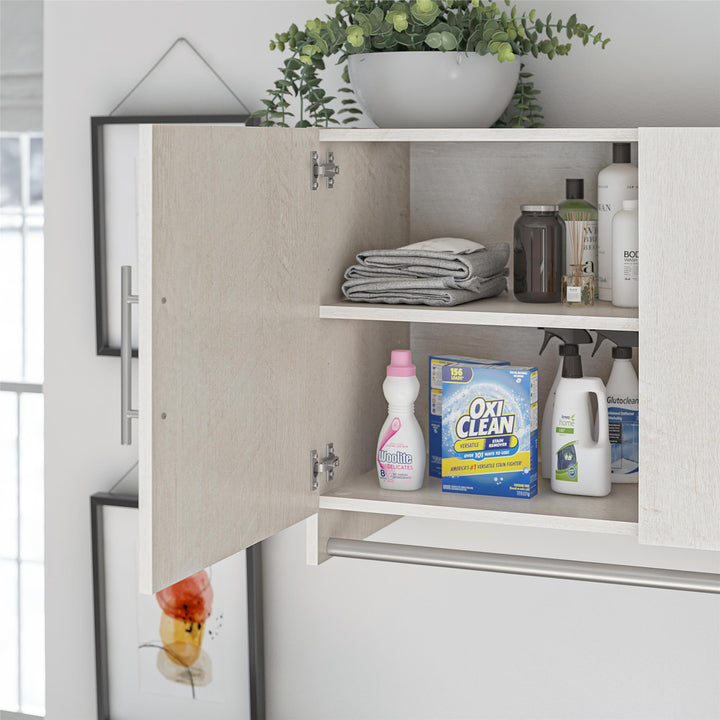 Camberly 3 Door Wall Cabinet with Hanging Rod - Ivory Oak