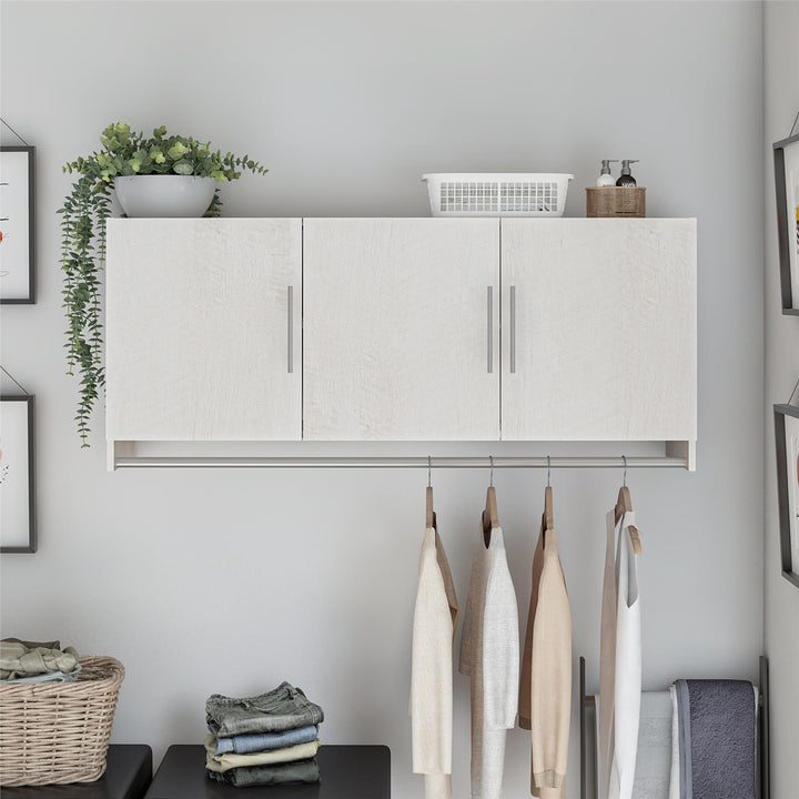 Camberly 3 Door Wall Cabinet with Hanging Rod - Ivory Oak