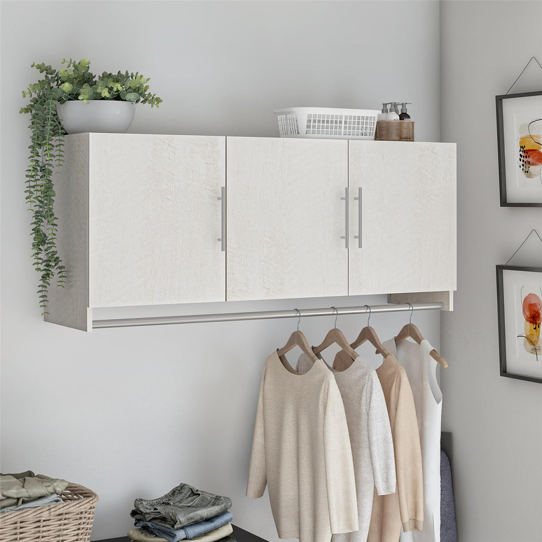 Camberly 3 Door Wall Cabinet with Hanging Rod - Ivory Oak