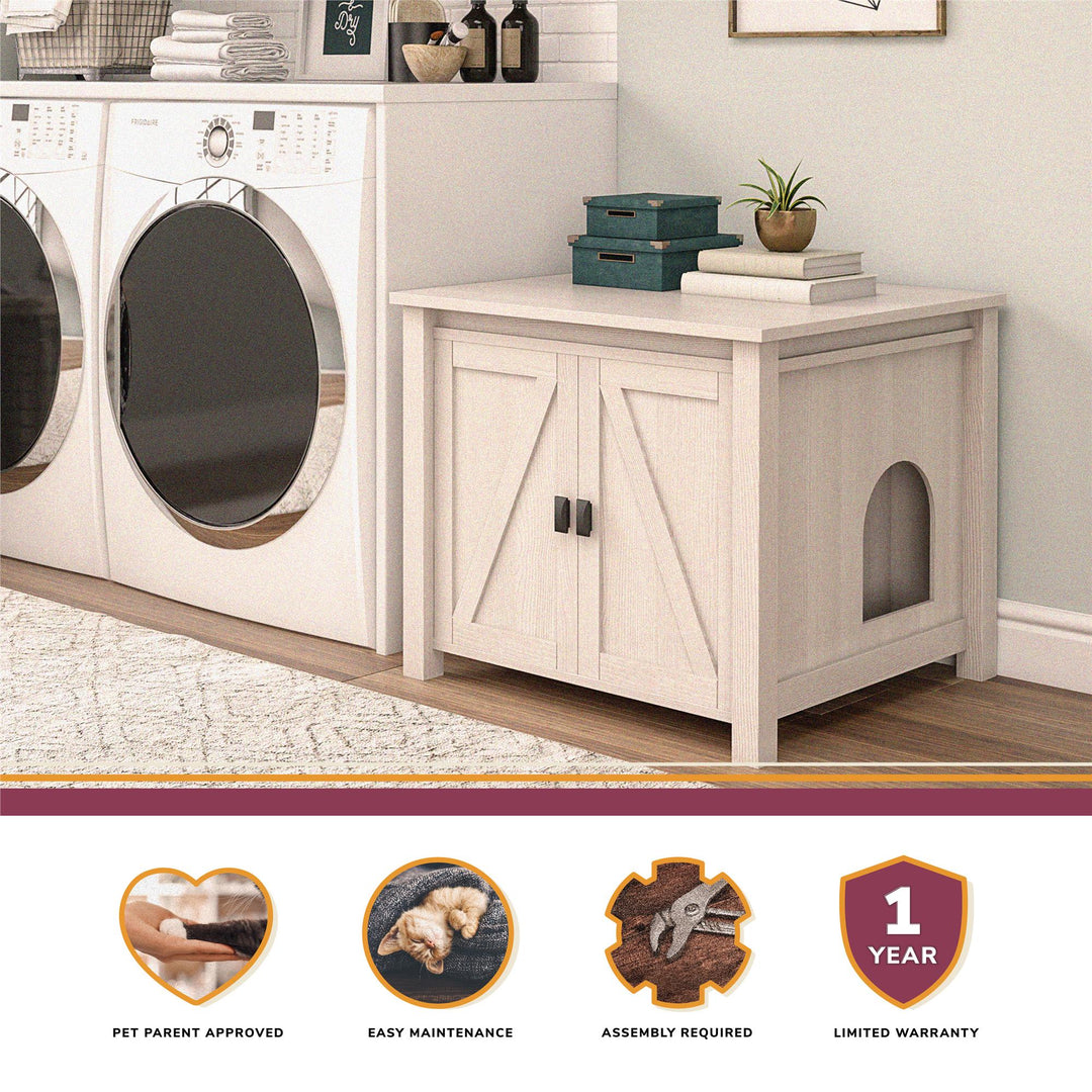 Space-saving litter box enclosure design -  Ivory Pine