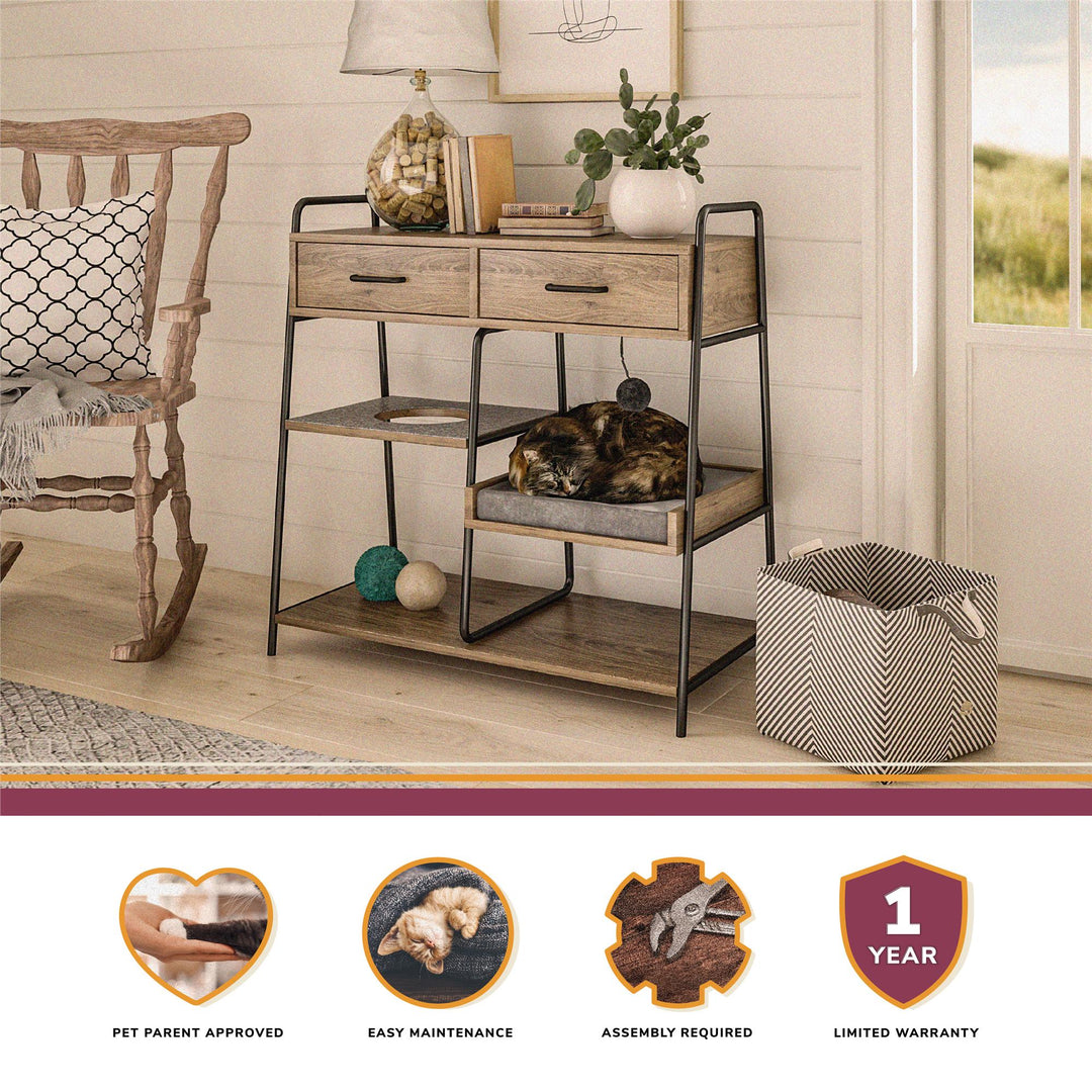 Safety features of furniture with pet beds -  Rustic Oak