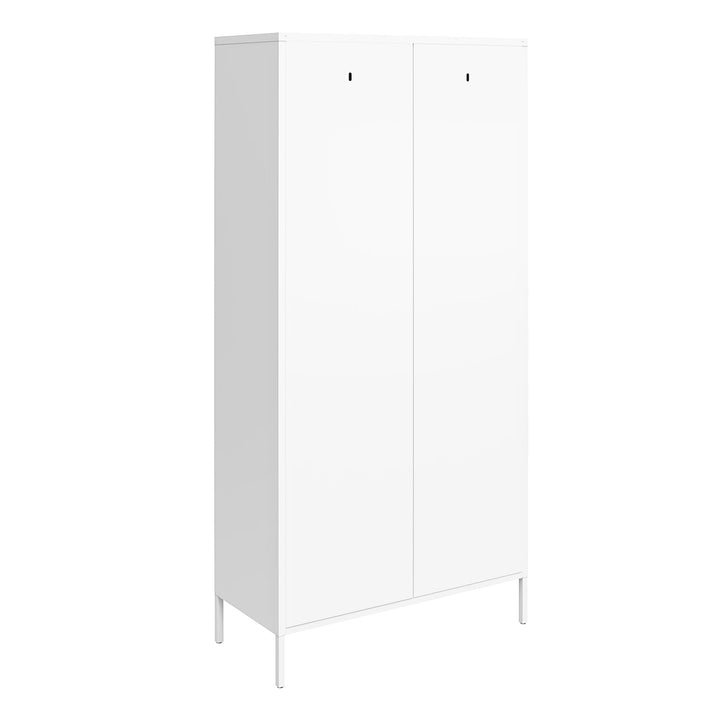 Shadwick 2 Door Tall Metal Locker Style Storage Cabinet - White