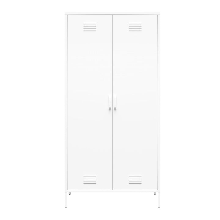 Shadwick 2 Door Tall Metal Locker Style Storage Cabinet - White