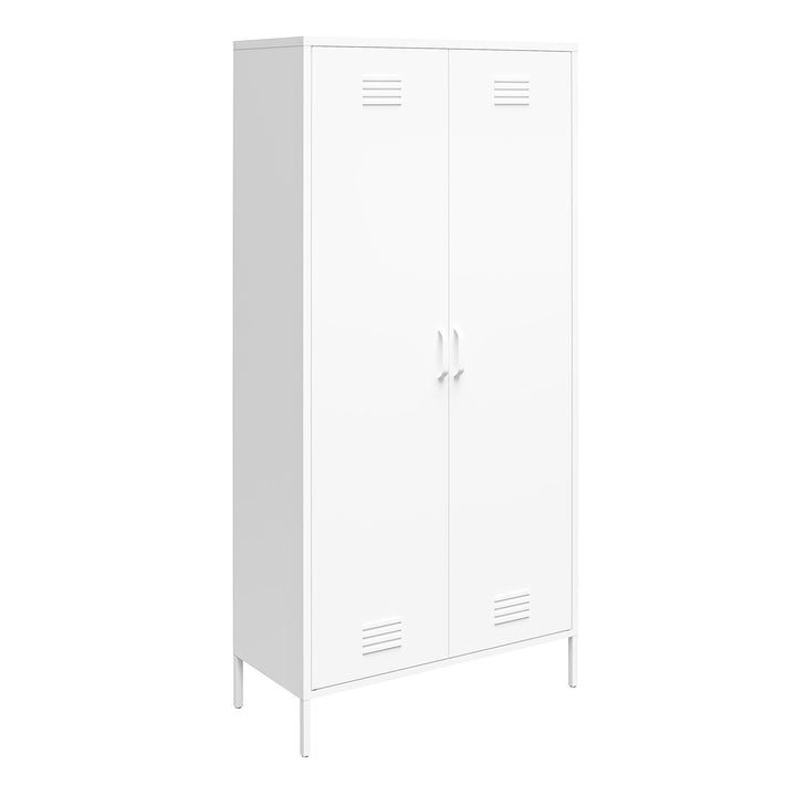 Shadwick 2 Door Tall Metal Locker Style Storage Cabinet - White