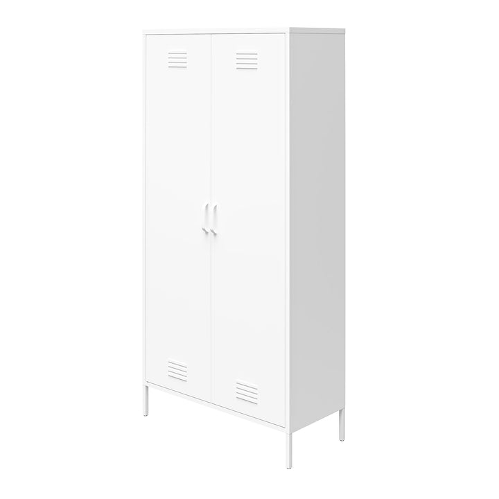 Shadwick 2 Door Tall Metal Locker Style Storage Cabinet - White