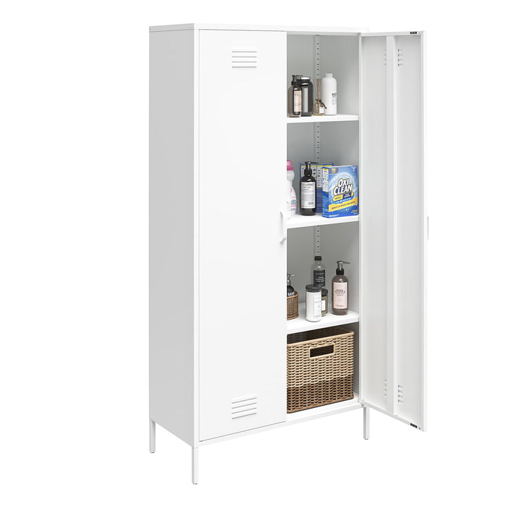 Shadwick 2 Door Tall Metal Locker Style Storage Cabinet - White