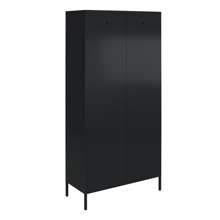 Shadwick 2 Door Tall Metal Locker Style Storage Cabinet - Black