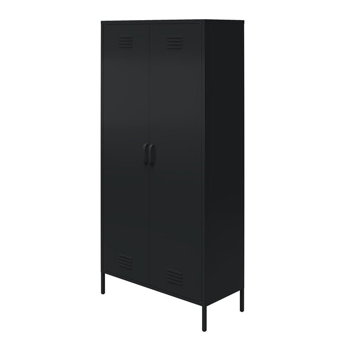 Shadwick 2 Door Tall Metal Locker Style Storage Cabinet - Black