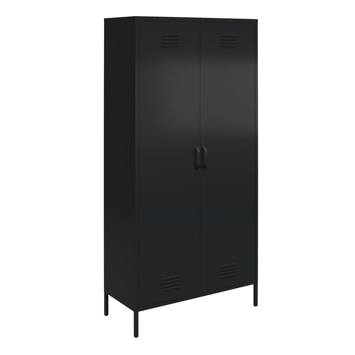 Shadwick 2 Door Tall Metal Locker Style Storage Cabinet - Black