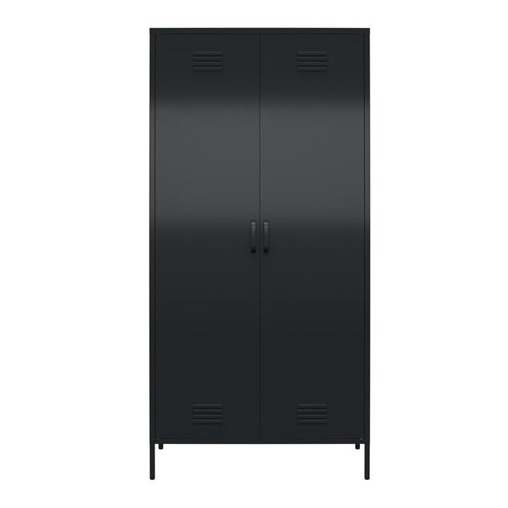 Shadwick 2 Door Tall Metal Locker Style Storage Cabinet - Black