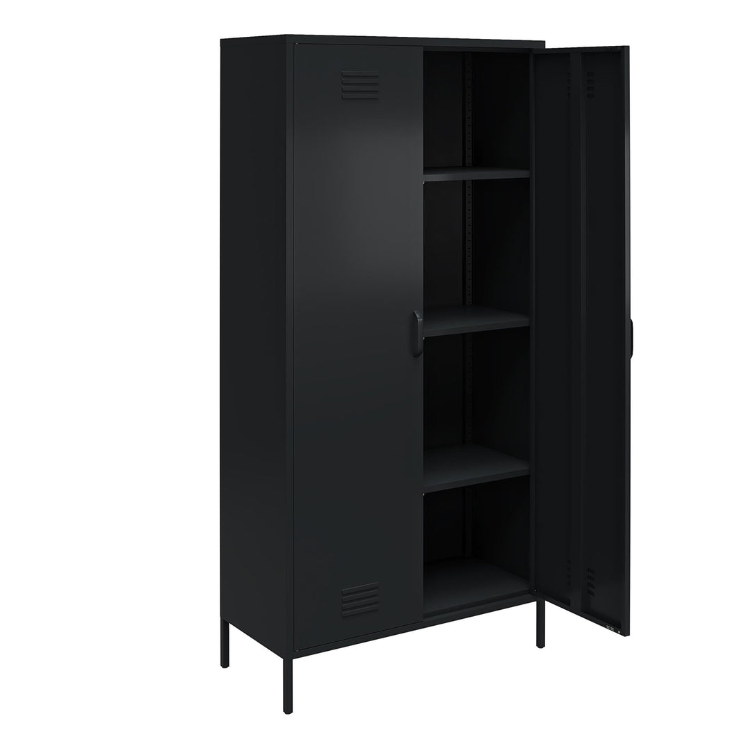 Shadwick 2 Door Tall Metal Locker Style Storage Cabinet - Black