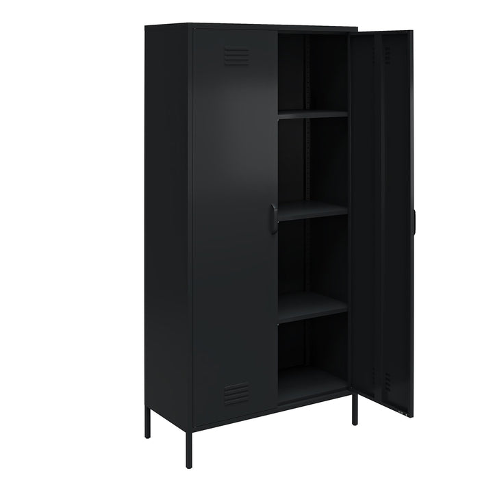 Shadwick 2 Door Tall Metal Locker Style Storage Cabinet - Black