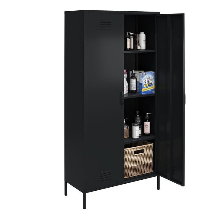 Shadwick 2 Door Tall Metal Locker Style Storage Cabinet - Black